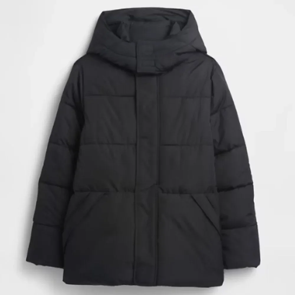 Gap Kids ColdControl Parka Hooded Long Jacket Lined Puffer Coat Black Medium $99
